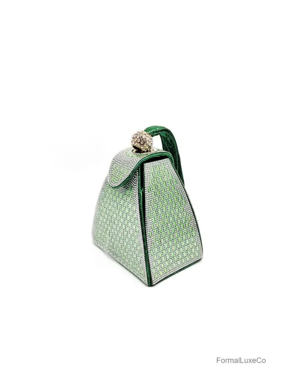 Rhinestone Evening Clutch - Pyramid Shape Magnetic Closure Handbag for Party